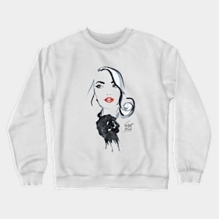 black and white girl illustration Crewneck Sweatshirt